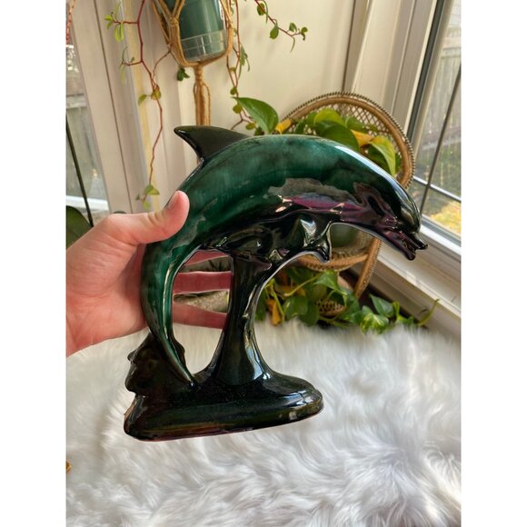 Vintage canuck canadian pottery dolphin ceramic drip glaze - Picture 3 of 7